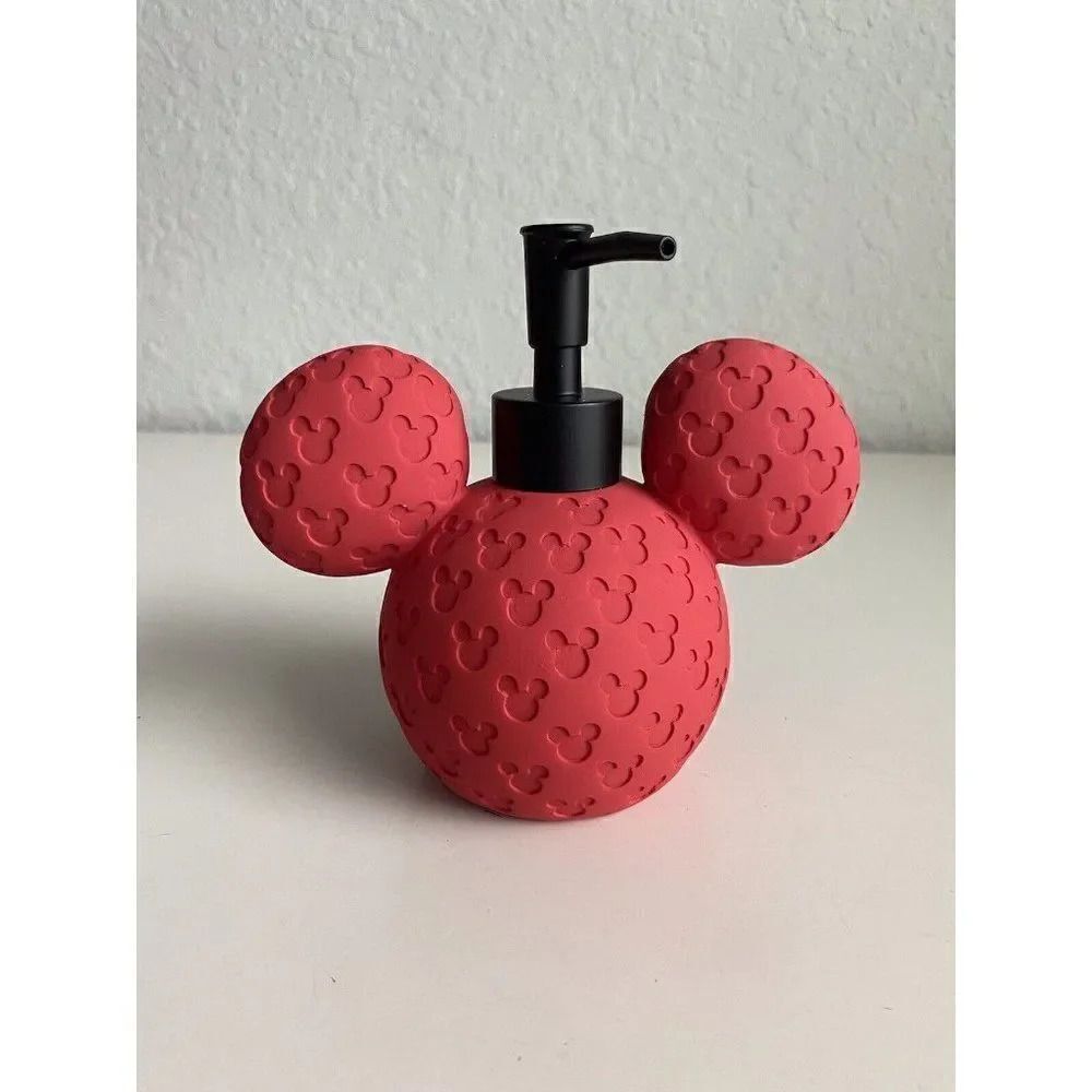 DISNEY Mickey MOUSE Ears Red 3D SOAP Lotion DISPENSER With PUMP Textured NEW
